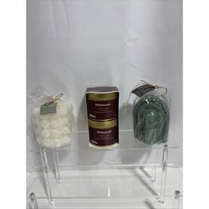Lot of 4 Candles Room Essentials Wildwood Scented Woodsmoke Forest Moss & Pillar